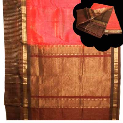 "Pink colour Venkatagiri Seiko saree SLSM-18 - Click here to View more details about this Product
